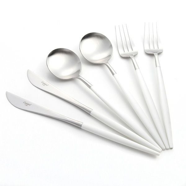 クチポール ゴア GOA ホワイト／シルバー テーブル6点セット マット仕上げ 【ブランドボックス付】