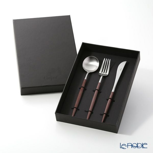 クチポール ゴア GOA ブラウン／シルバー テーブル3点セット マット仕上げ 【ブランドボックス付】