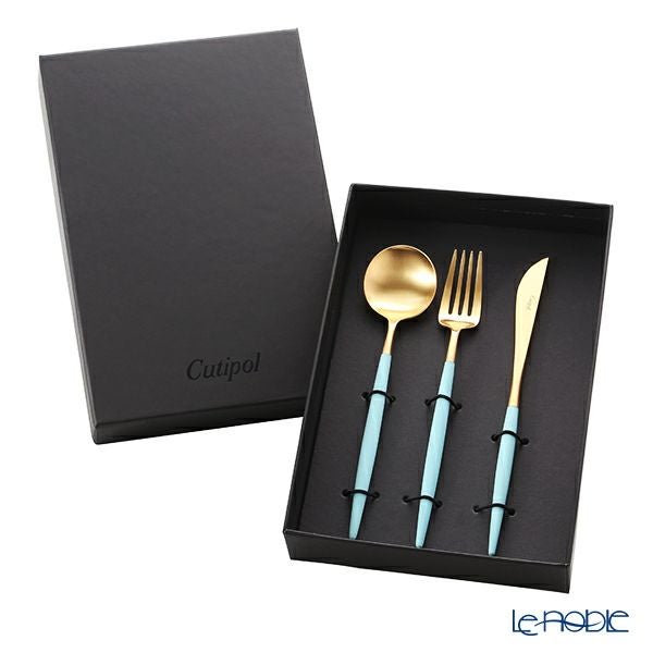 クチポール ゴア GOA ターコイズ／ゴールド テーブル3点セット マット仕上げ 【ブランドボックス付】