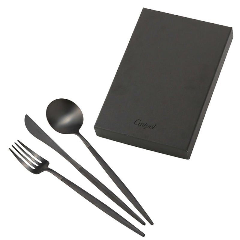 クチポール ゴア GOA ブラック／ブラック テーブル3点セット マット仕上げ 【ブランドボックス付】