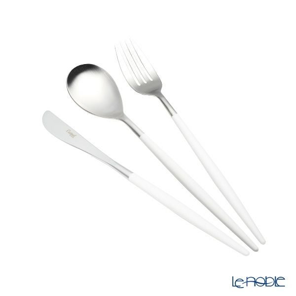 クチポール ミオ MIO ホワイト／シルバー デザート3点セット マット仕上げ 【ブランドボックス付】