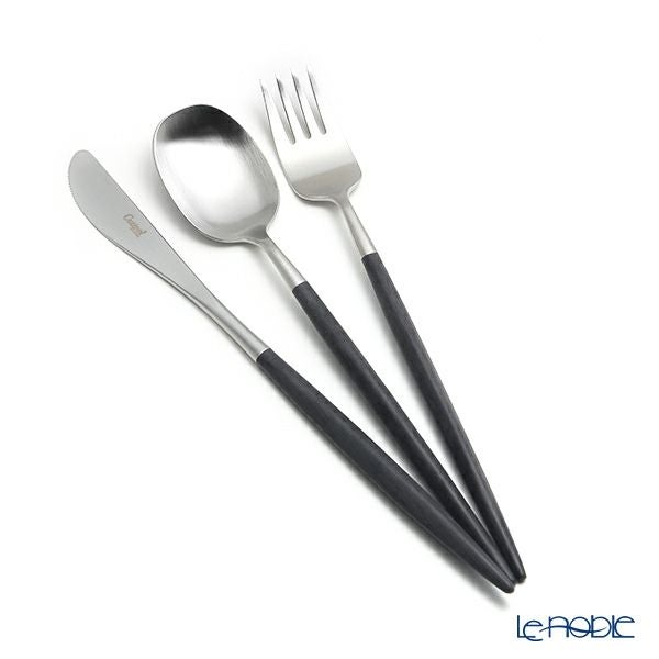 クチポール ナウ NAU ブラック／シルバー デザート3点セット マット仕上げ【ブランドボックス付】