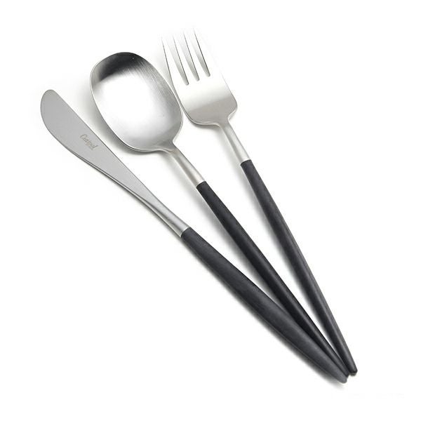 クチポール ナウ NAU ブラック／シルバー テーブル3点セット マット仕上げ