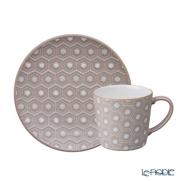 Denby デンビー インプレッション 2点セット ラージマグ 400ml ＆ プレート 17cm ピンクアクセント