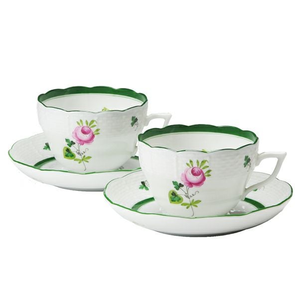 ヘレンド (HEREND) ウィーンのバラ 00730-0-00 ティーカップ＆ソーサー（兼用） 200ml ペア