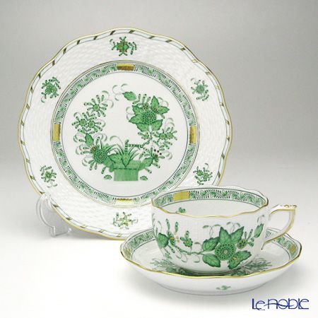 インドの華　マルチカラー　トリオ ヘレンド (HEREND) インドの華グリーン トリオセット | ブランド洋食器