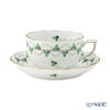 ヘレンド (HEREND) パセリグリーン PE＆ピンク PEP ティーカップ＆ソーサー 200ml ペア
