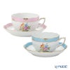 ヘレンド (HEREND) ローズチューリップ ブルー RTFB ＆ ピンク RTFP ティーカップ＆ソーサー 200ml ペア 20724-0-00
