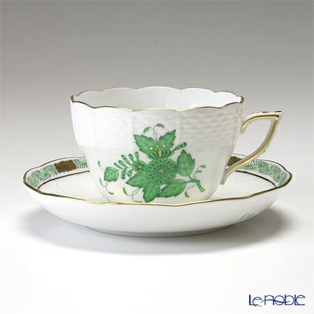 ヘレンド (HEREND) アポニーグリーン 00730-0-00 ティーカップ＆ソーサー（兼用） 200ml ペア