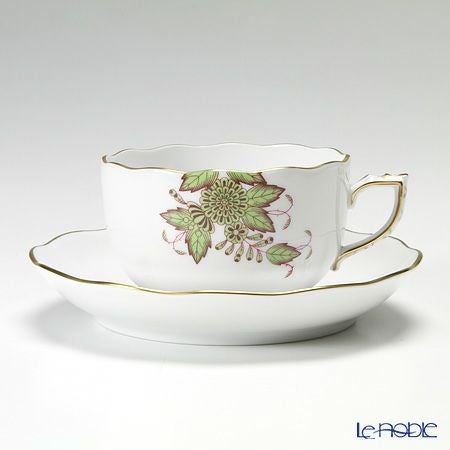 ヘレンド クロチルド ピンク＆グリーン ティーカップ＆ソーサー 200ml ペア