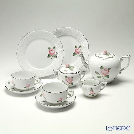 ヘレンド ウィーンのバラ プラチナ 2人用 ティー7点セット