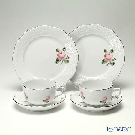 ヘレンド ウィーンのバラ プラチナ トリオセット ペア