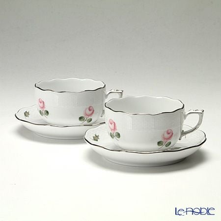 ヘレンド (HEREND) ウィーンのバラ プラチナ 00724-0-00 ティーカップ＆ソーサー 200ml ペア
