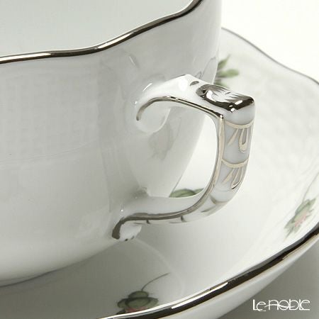 ヘレンド (HEREND) ウィーンのバラ プラチナ 00724-0-00 ティーカップ＆ソーサー 200ml ペア