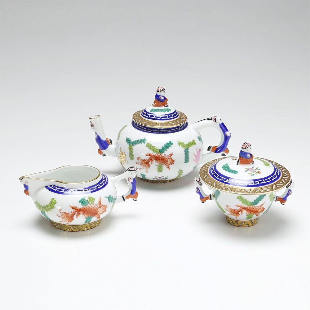 ヘレンド シノワズリ（中国趣味）ポワッソン ポット3点セット