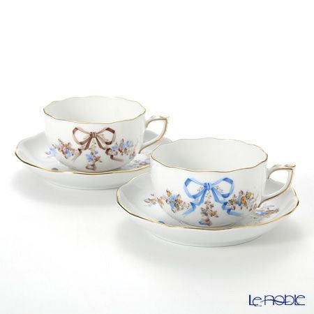 ヘレンド エデン ブラウン EDENMB＆ブルー EDENBM 20724-0-00 ティーカップ＆ソーサー 200ml ペア