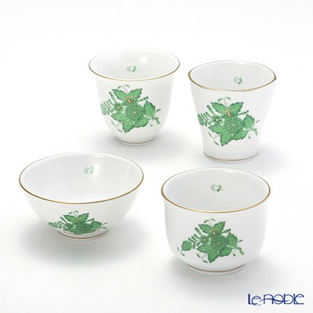 ヘレンド アポニーグリーン 02781-0-00 カップ（ぐい呑み） 4種セット