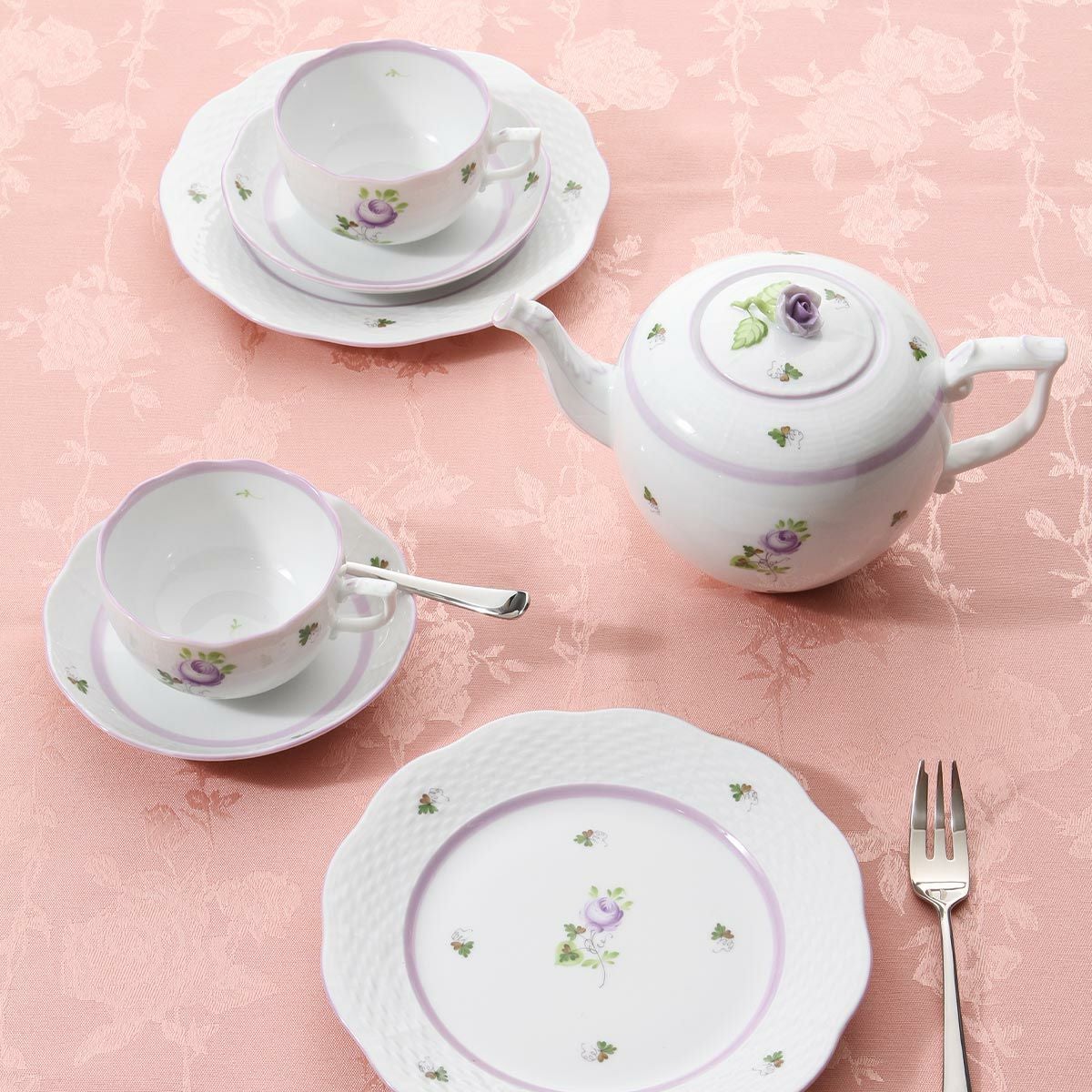 ヘレンド (HEREND) ウィーンのバラ ライラック 00724-0-00 ティーカップ＆ソーサー 200ml 6客セット