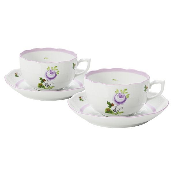 ヘレンド (HEREND) ウィーンのバラ ライラック 00724-0-00 ティーカップ＆ソーサー 200ml ペア