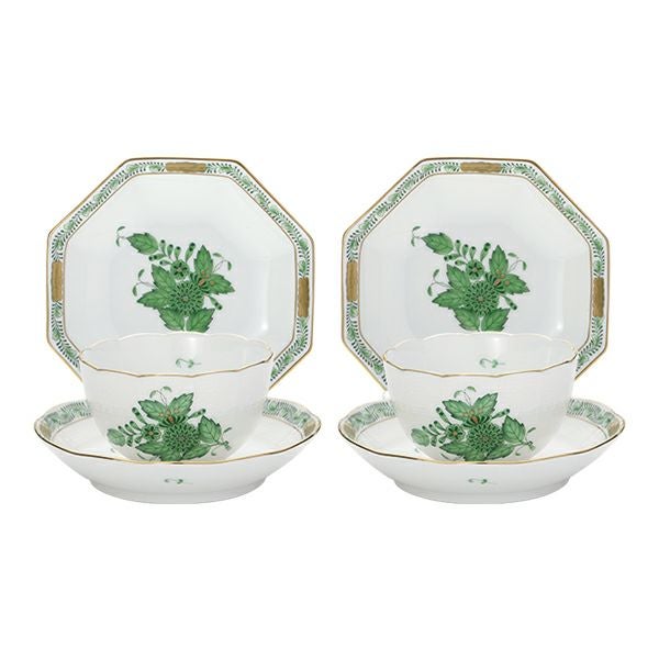 ヘレンド アポニーグリーン 2人用 ジャパニーズティーセット
