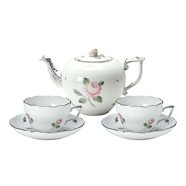 ヘレンド ウィーンのバラ プラチナ 2人用 ティータイムセット