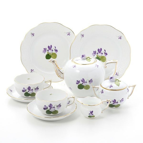 ヘレンド (HEREND) バイオレット（ゴールド） VIOLET 2人用 ティー7点
