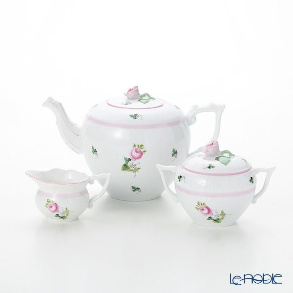 ヘレンド ウィーンのバラ ピンク ポット3点セット