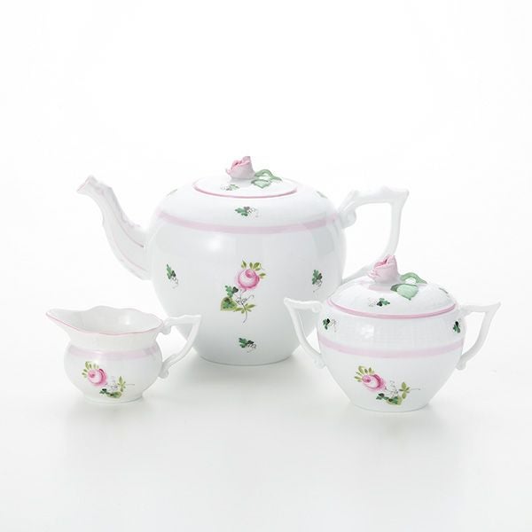 ヘレンド ウィーンのバラ ピンク ポット3点セット