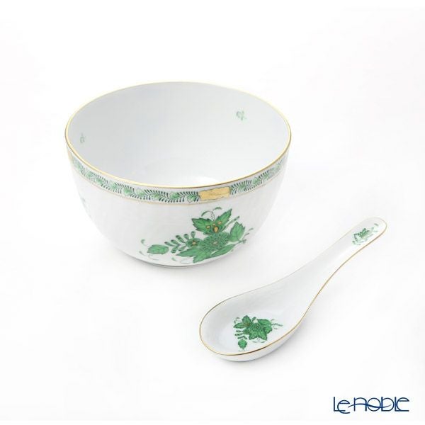 ヘレンド アポニーグリーン AV 00237-0-00 ＆ 01365-0-00／1365 レンゲ ＆ スラップボウル12cm セット