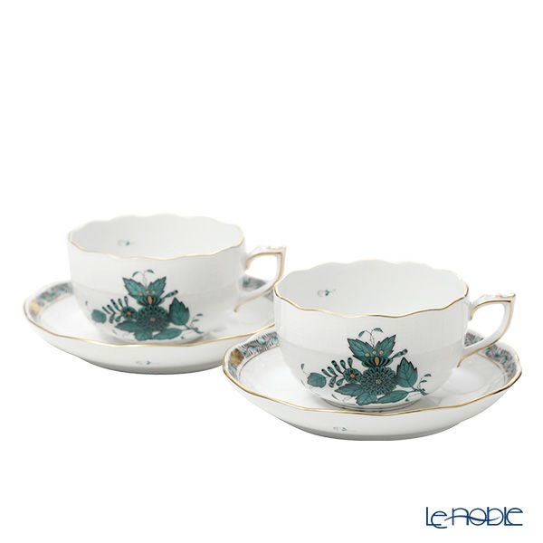 ヘレンド アポニーグリーン2 AV2（ブルーグリーン） ティーカップ＆ソーサー 200ml 00724-0-00 ペア