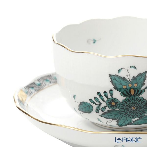 ヘレンド アポニーグリーン2 AV2（ブルーグリーン） ティーカップ＆ソーサー 200ml 00724-0-00 ペア