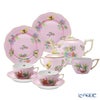 ヘレンド (HEREND) ピンクのヴィクトリア VE-FP1 2人用 ティー7点セット