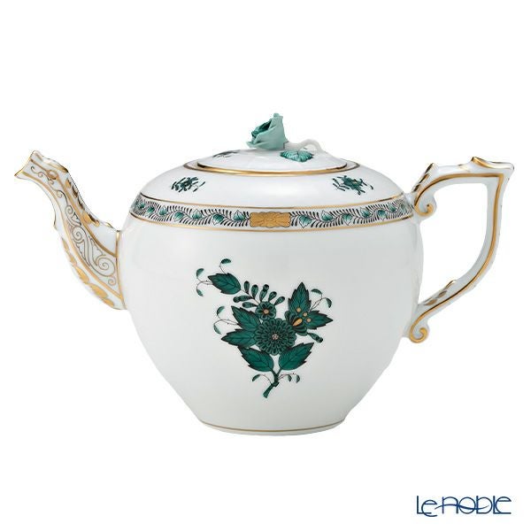 ヘレンド アポニーグリーン2 AV2（ブルーグリーン） ティーポット＆シュガー＆クリーマー 3点セット