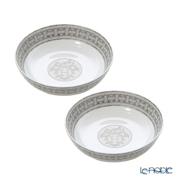 エルメス（HERMES） モザイク ヴァンキャトル プラチナ シリアルプレート 17cm ペア