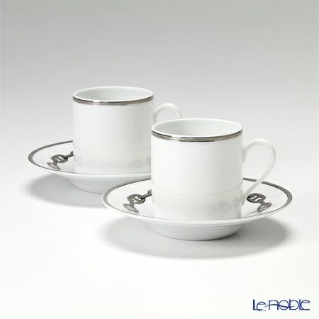 エルメス（HERMES） シェーヌ ダンクル プラチナ コーヒーカップ＆ソーサー 90ml ペア