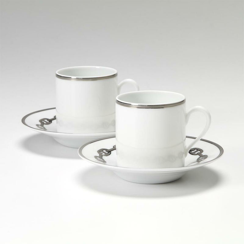 エルメス（HERMES） シェーヌ ダンクル プラチナ コーヒーカップ＆ソーサー 90ml ペア