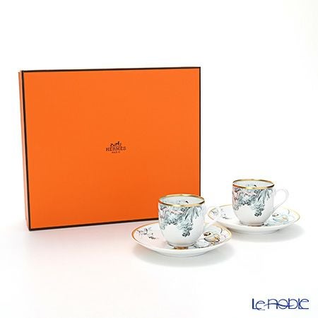 エルメス（HERMES） 赤道直下のスケッチ コーヒーカップ＆ソーサー 100ml ペア 【ブランドボックス付】