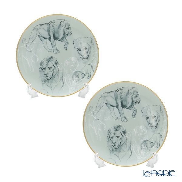 エルメス（HERMES） 赤道直下のスケッチ デザートプレート 21cm（ライオン） ペア 038107P