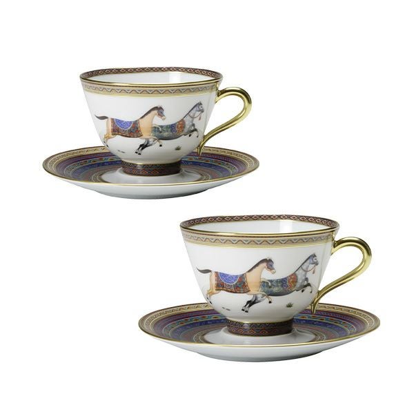 エルメス（HERMES） シュヴァルドリアン ティーカップ＆ソーサー 230ml No.5 ソーサー青 ペア