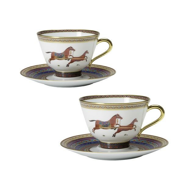 エルメス（HERMES） シュヴァルドリアン ティーカップ＆ソーサー 230ml No.6 ソーサー青 ペア