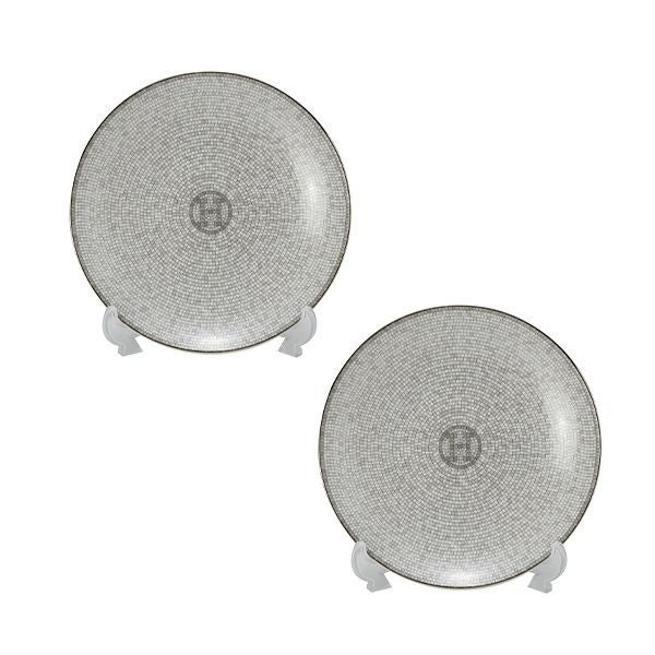 エルメス（HERMES） モザイク ヴァンキャトル プラチナ パンプレート 16cm ペア 035012P