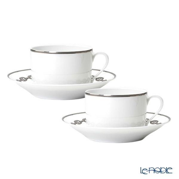 エルメス（HERMES） シェーヌ ダンクル プラチナ モーニングカップ＆ソーサー 340ml ペア