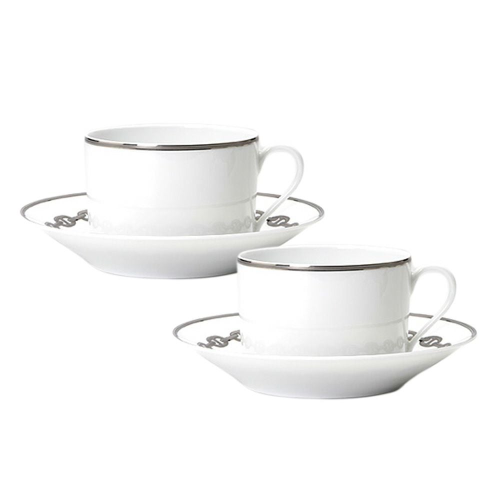 エルメス（HERMES） シェーヌ ダンクル プラチナ モーニングカップ＆ソーサー 340ml ペア