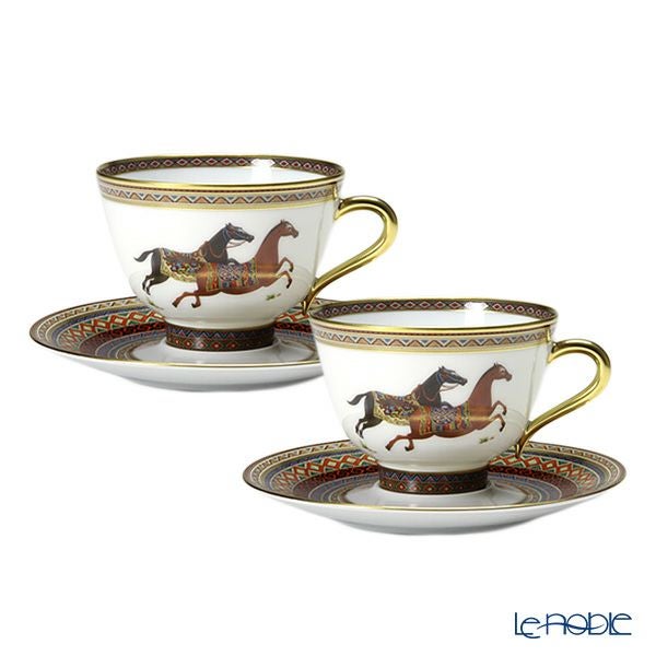 エルメス（HERMES） シュヴァルドリアン ティーカップ＆ソーサー 230ml No.1 ソーサー赤 ペア