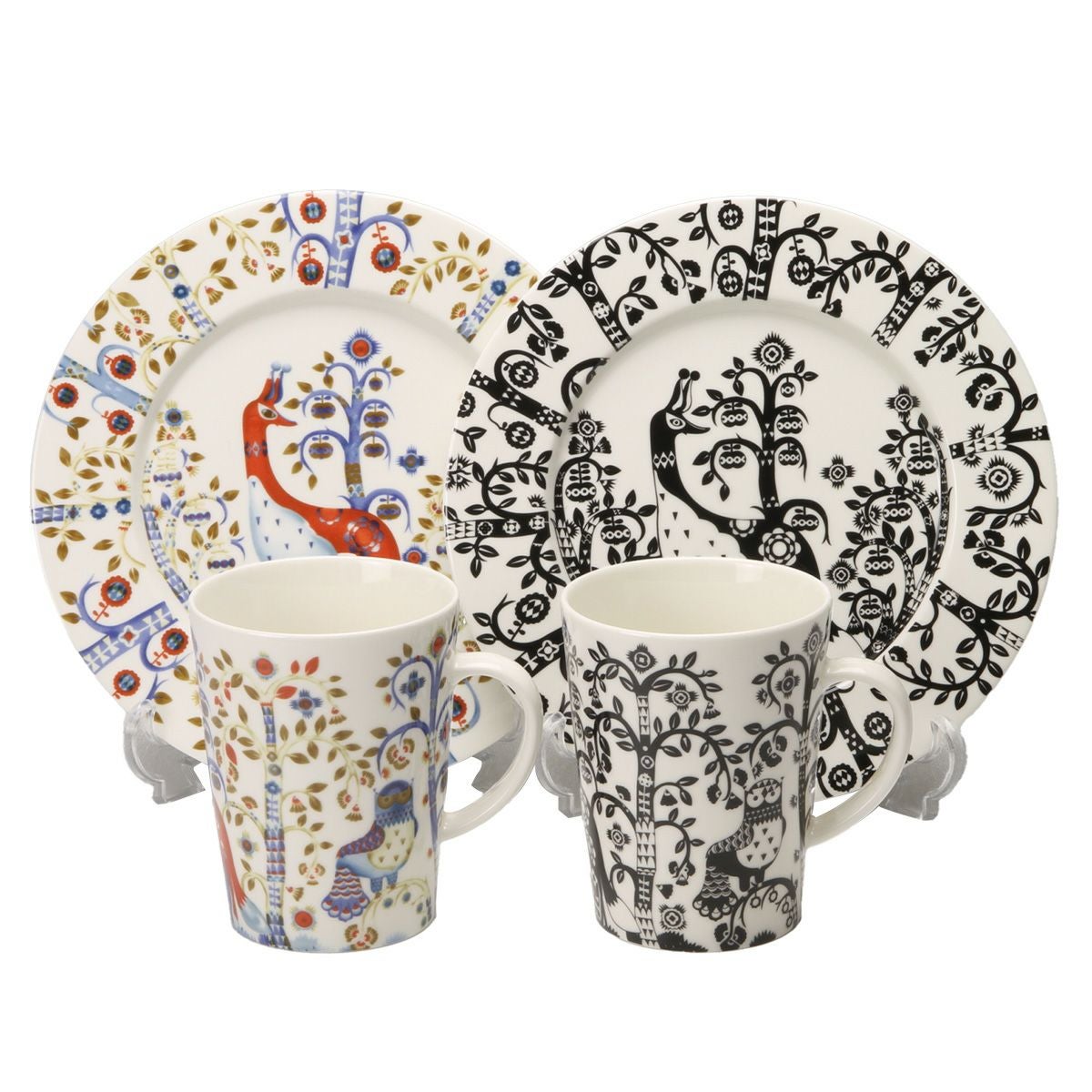 イッタラ（iittala） タイカ ブラック＆ホワイト 2人用 マグ＆プレート 4点セット