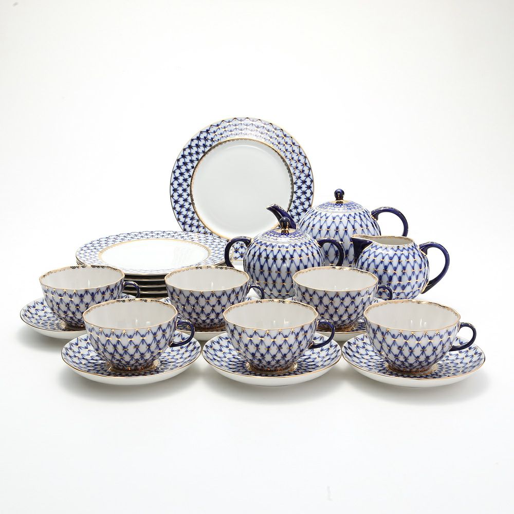 ロシア食器 インペリアル・ポーセリン コバルトネット 23ピースセット