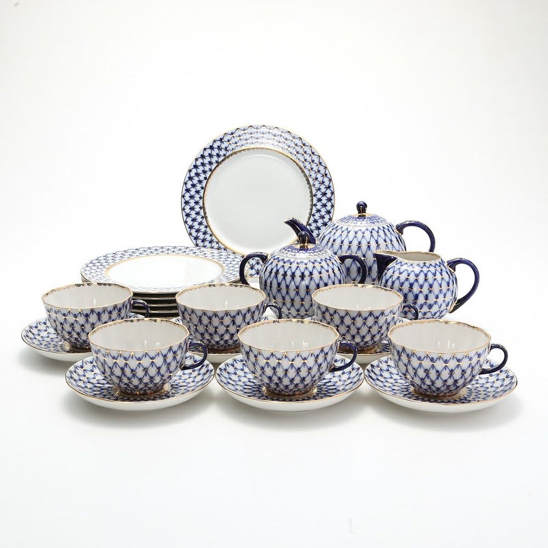 ロシア食器 インペリアル・ポーセリン コバルトネット 23ピースセット