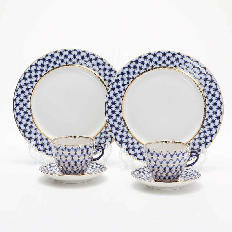 ロシア食器 インペリアル・ポーセリン コバルトネット トリオセット（コーヒー） ペア