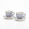 ロシア食器 インペリアル・ポーセリン コバルトネット コーヒーカップ＆ソーサー（エスプレッソサイズ） 140ml ペア