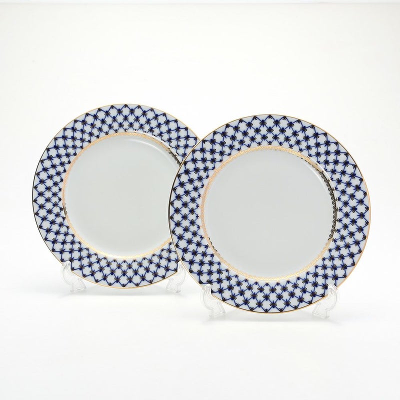 ロシア食器 インペリアル・ポーセリン コバルトネット プレート 27cm ペア